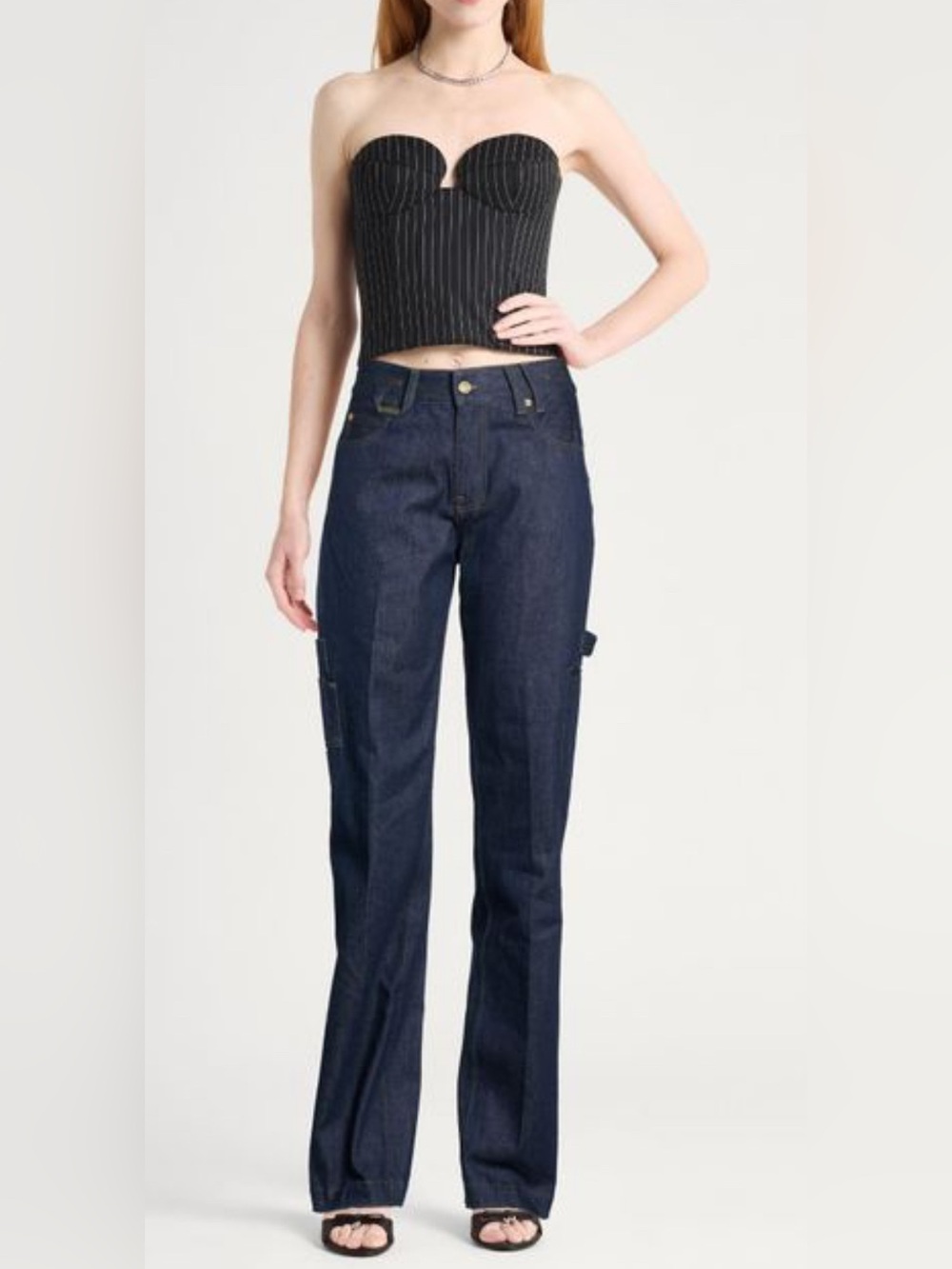 Jacquemus Le Papier de nimes dark denim cargo jeans with pockets NWT